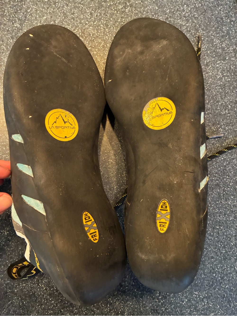 La Sportiva Lace-Up Climbing Shoes in Mint and Gray with Black Soles - Picture 4 of 7